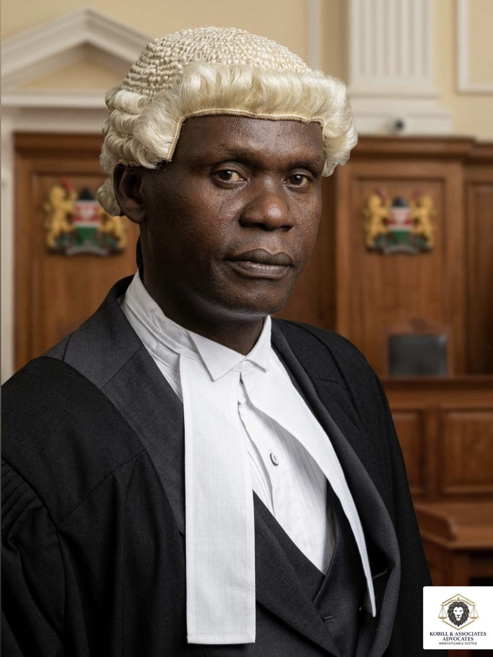 James Headmond K'Obill, Principal Advocate at Kobill & Associates Advocates, Nairobi — Advocate of the High Court of Kenya in wig and robes